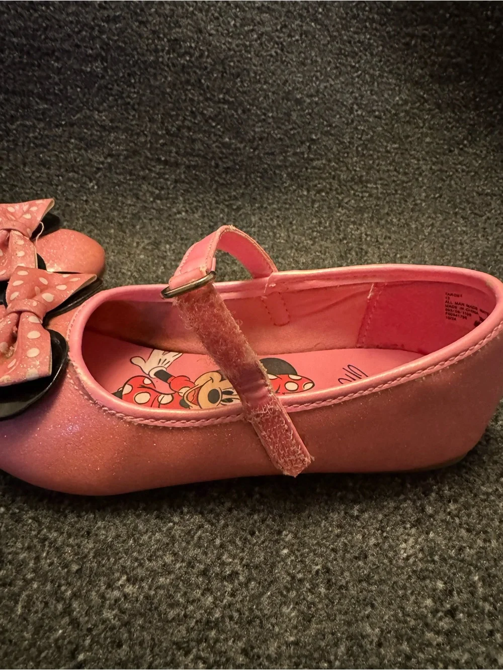 Disney Minnie Mouse Toddler Girls Pink Glitter Mary Jane Ballet Flats - Size 12